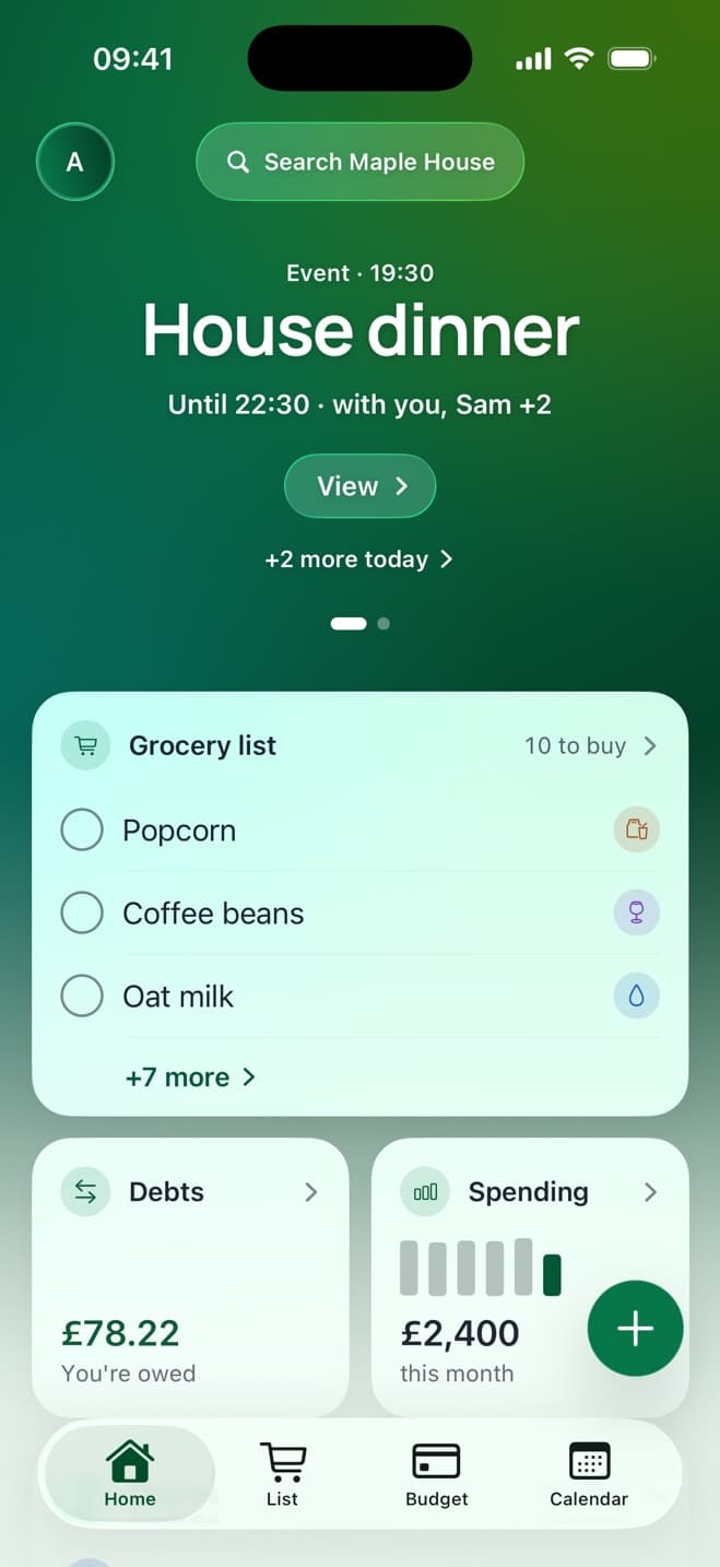 Home in the Emerald theme
